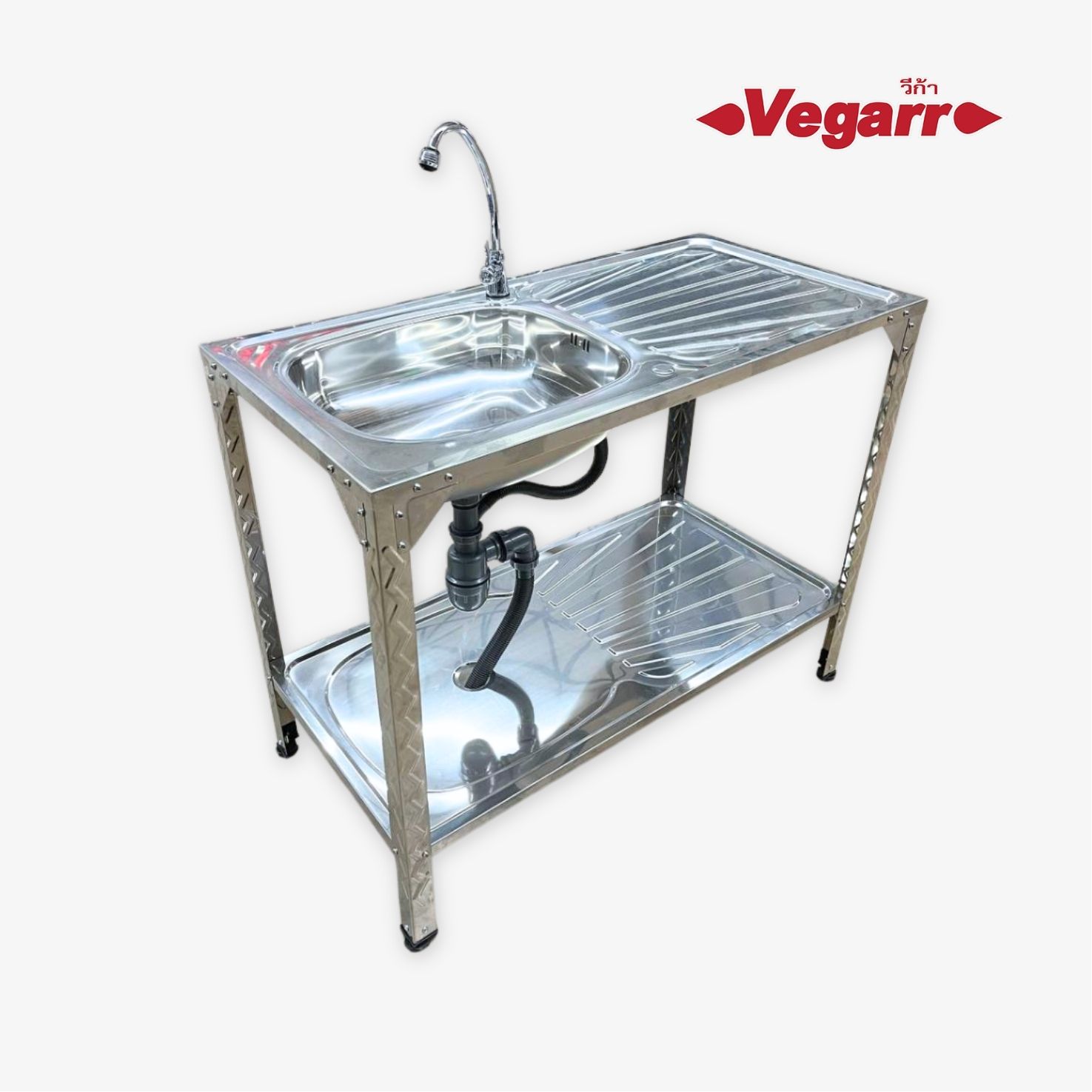VEGARR อ่างซิงค์สแตนเลส + ขาตั้ง + ก๊อกซิงค์ D1052ST+9S - ภาพที่ 2