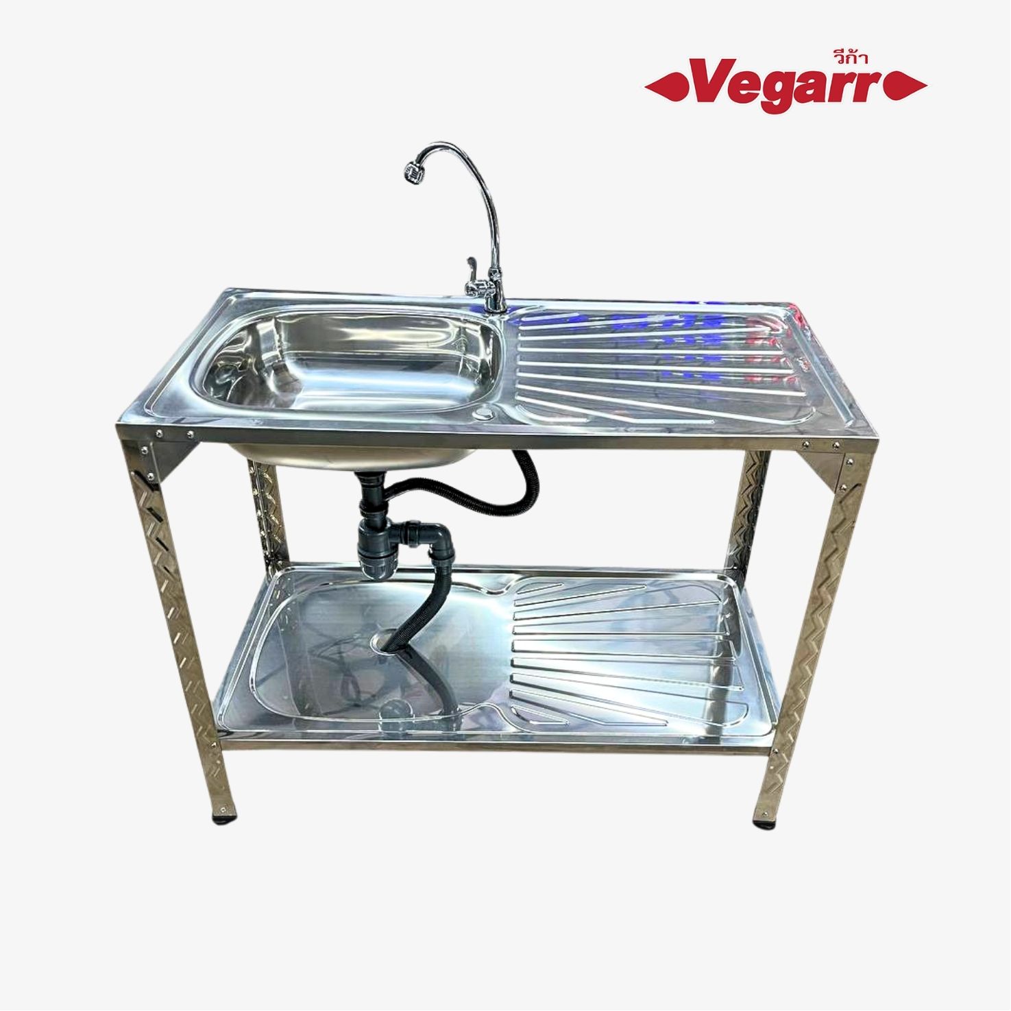 VEGARR อ่างซิงค์สแตนเลส + ขาตั้ง + ก๊อกซิงค์ D1052ST+9S - ภาพที่ 3