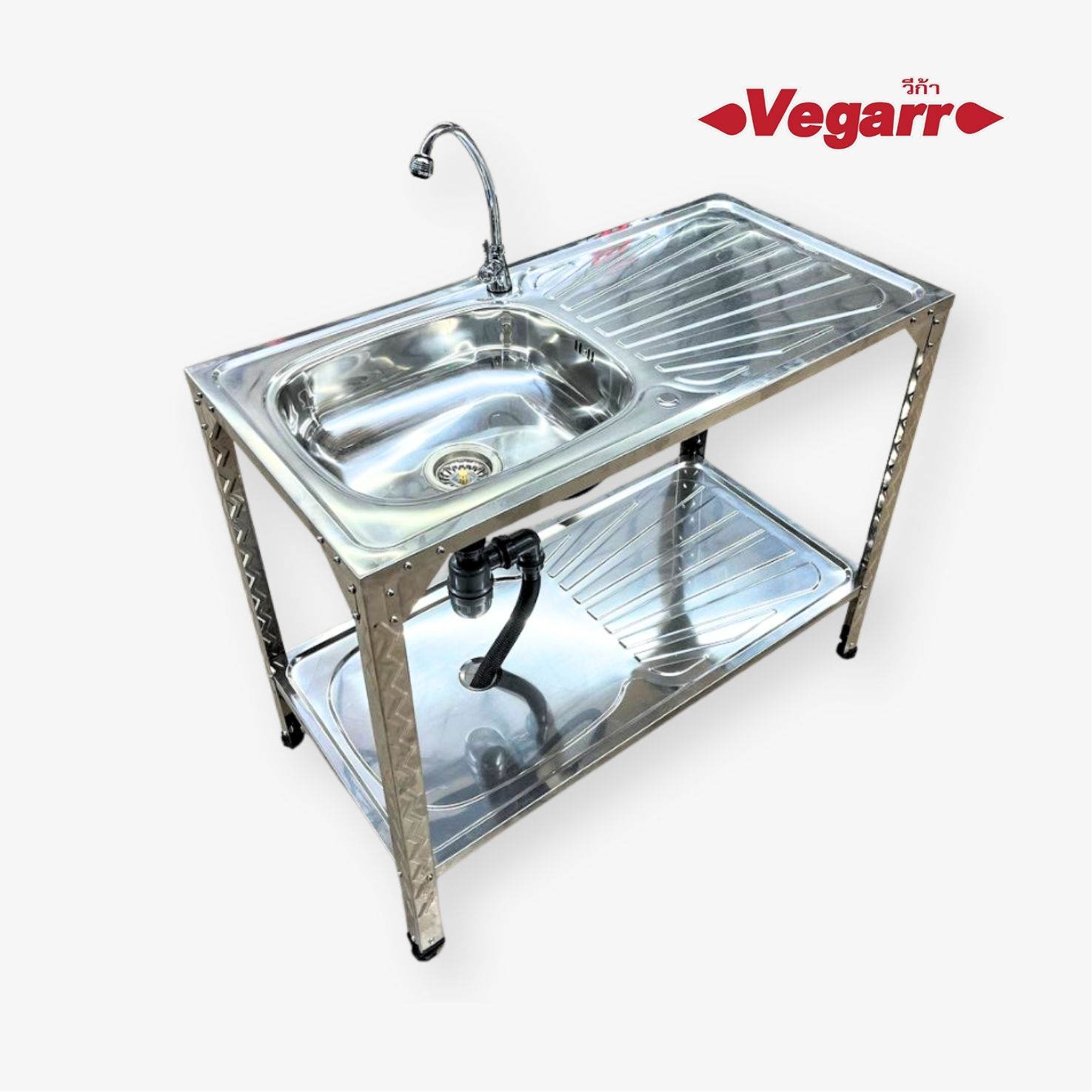 VEGARR อ่างซิงค์สแตนเลส + ขาตั้ง + ก๊อกซิงค์ D1052ST+9S - ภาพที่ 4