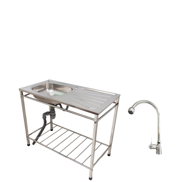 อ่างซิงค์สแตนเลส 1 หลุม 1 ที่พัก พร้อมขาตั้ง+ก๊อกซิงค์ยืน D1051+ST+9S VEGARR