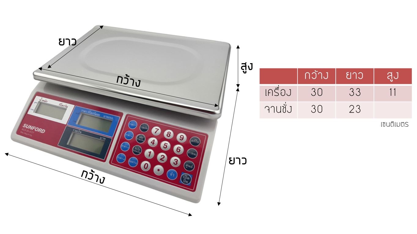 Sunford เครื่องชั่งดิจิตอลคำนวณราคา 30kg. ACS-30-JC 21 - ภาพที่ 4