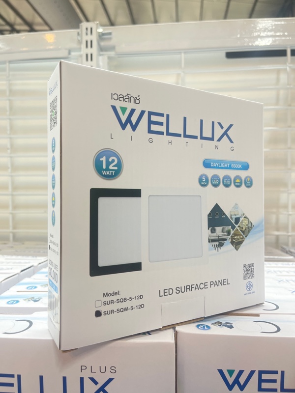 WELLUX โคมกลมติดลอย SUR-SQ 12-24 วัตต์ ขอบดำ แสงเหลือง แบรนด์ เวลลักซ์ - ระบบไฟฟ้าและระบบน้ำ ราคา 330 บาท