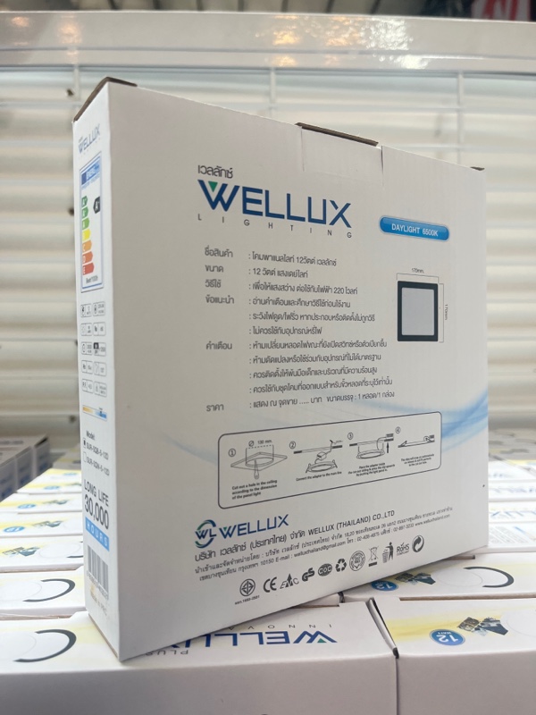 WELLUX โคมกลมติดลอย SUR-SQB 5-12 วัตต์ ขอบดำ แสงขาว - ภาพที่ 2