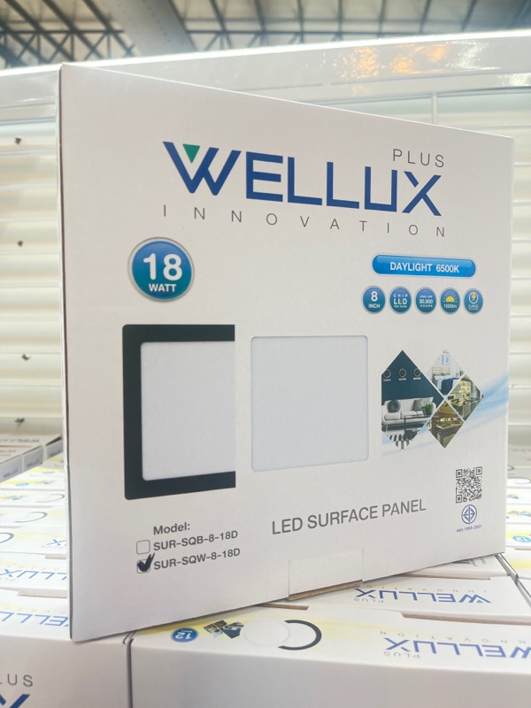 WELLUX โคมกลมติดลอย SUR-SQW 8-18 วัตต์ ขอบขาว แสงขาว