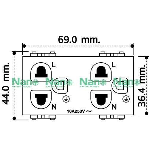 NANO เต้ารับคู่ 3ช่อง+กราวน์+ม่านนิรภัย SC-P602 16A 250V ขาว (200/ลัง) - ภาพที่ 5