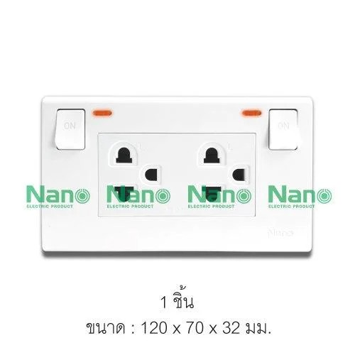 NANO เต้ารับคู่มีกราวน์+ม่านนิรภัย+สวิทซ์เปิด-ปิด SC-SW2P6-W ขาว(100/ลัง) แบรนด์ นาโน อิเลคทริค โปรดักซ์ - ระบบไฟฟ้าและระบบน้ำ ราคา 170 บาท