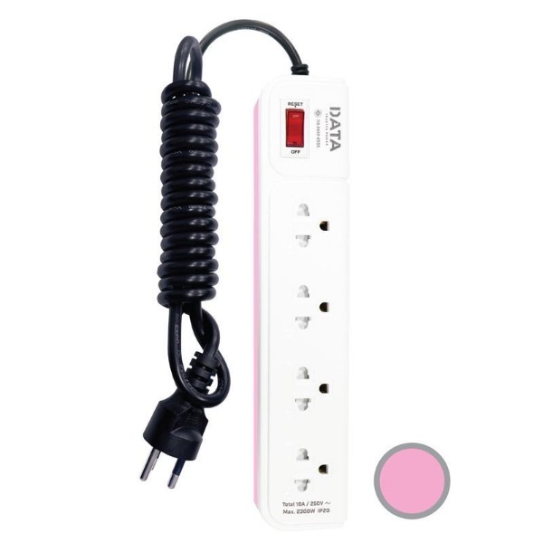 DATA ปลั๊กไฟ มอก. AP4195 4ช่อง 1สวิตซ์ 5ม. สีชมพู แบรนด์ DATA - ระบบไฟฟ้าและระบบน้ำ ราคา 330 บาท