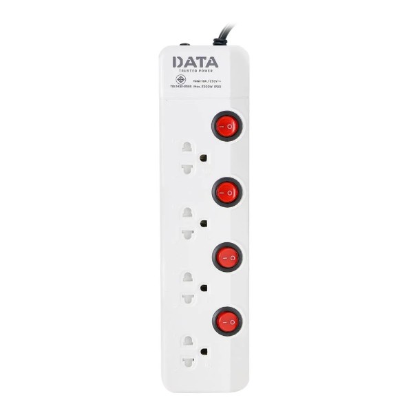 DATA ปลั๊กไฟ มอก. HM4496 4ช่อง 4สวิตซ์ 5ม. แบรนด์ DATA - ระบบไฟฟ้าและระบบน้ำ ราคา 350 บาท