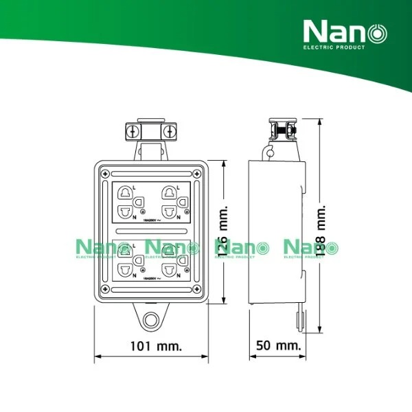 Nano บล๊อคยาง+เต้ารับ+สายไฟ 10M. RB10NS4-10M 4ช่อง (12/ลัง) - ภาพที่ 4