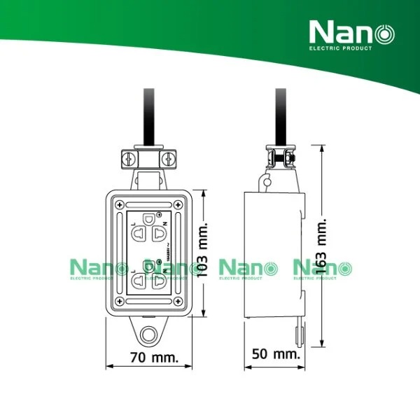 Nano บล๊อคยาง+เต้ารับ+สายไฟ 5M. RB10NS2-5M 2ช่อง (18/ลัง) - ภาพที่ 3
