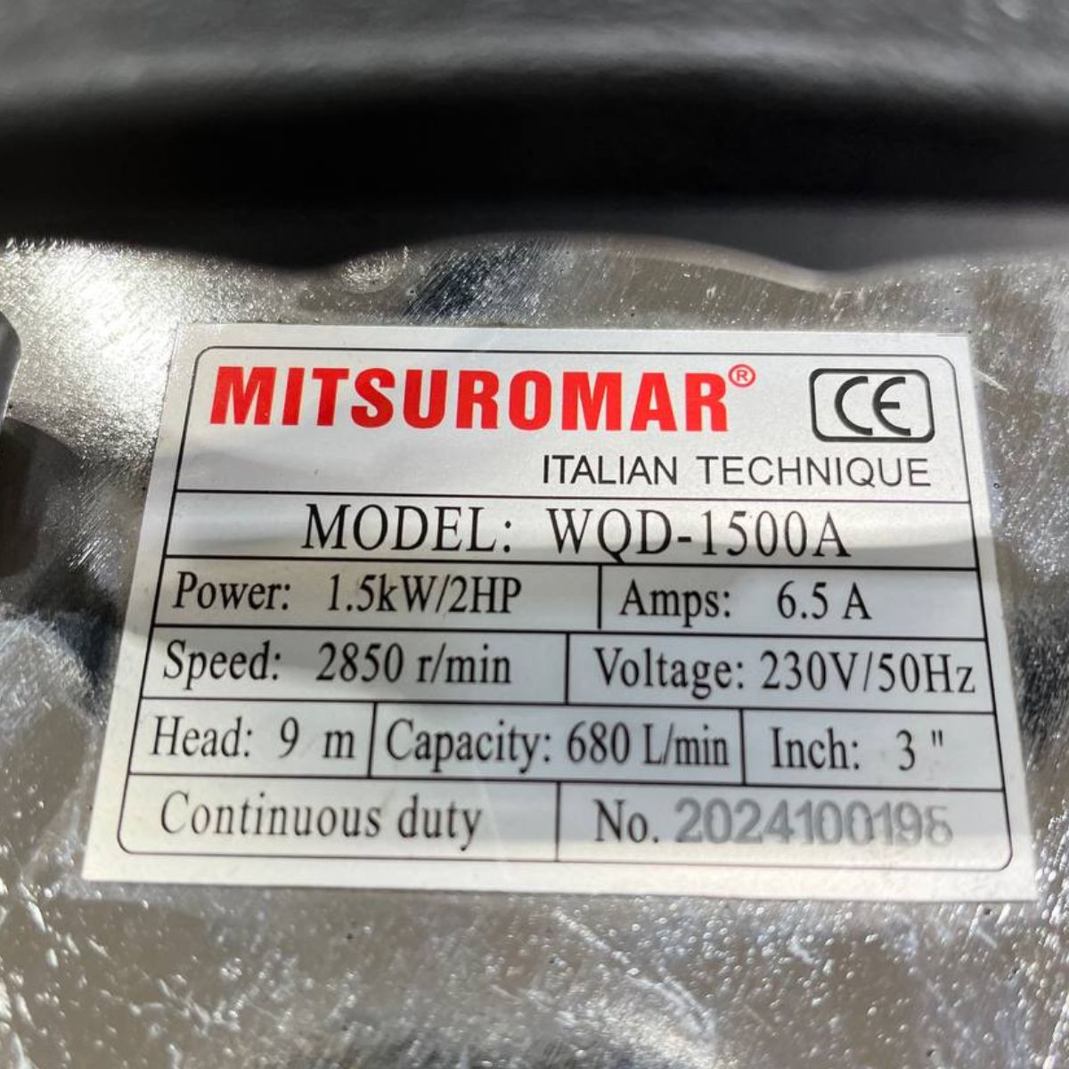 MITSUROMAR ปั๊มแช่สแตนเลส ดูดโคลน WQD1500A 3 นิ้ว 220V 50Hz - ภาพที่ 3