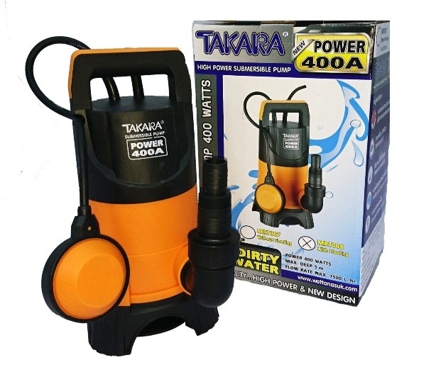 ปั๊มจุ่มแช่พลาสติก พร้อมลูกลอย 750W 1 นิ้ว,1-1/4 นิ้ว,1-1/2 นิ้ว POWER-400A TAKARA