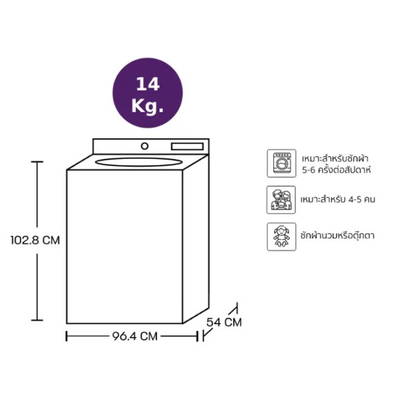 SAMSUNG เครื่องซักผ้า2ถัง WT14B5040BA/ST 14kg - ภาพที่ 2