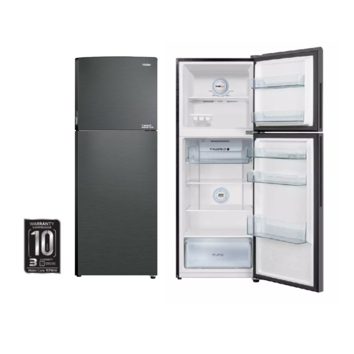 ** HAIER ตู้เย็น 2 ประตู NAVI COOLING เครื่องดื่มเกล็ดหิมะ HRF-270MNI/HRF-285MNI สีเทา 9.6Q - ภาพที่ 3