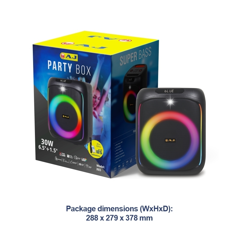 AJ ลำโพงบลูทูธ AJ-X65 60วัตต์ พร้อม ไมโครโฟน แบรนด์ ดี เพาเวอร์ - เครื่องใช้ไฟฟ้า ราคา 1,690 บาท