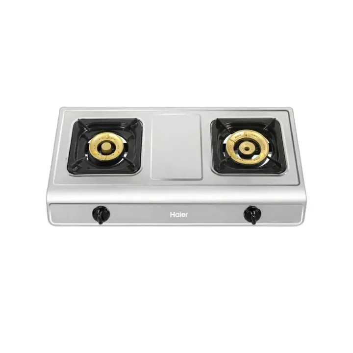 ** HAIER เตาแก๊ส ตั้งโต๊ะ หัวเตาทองเหลือง 2หัว ฐานสแตนเลส HGH-S755