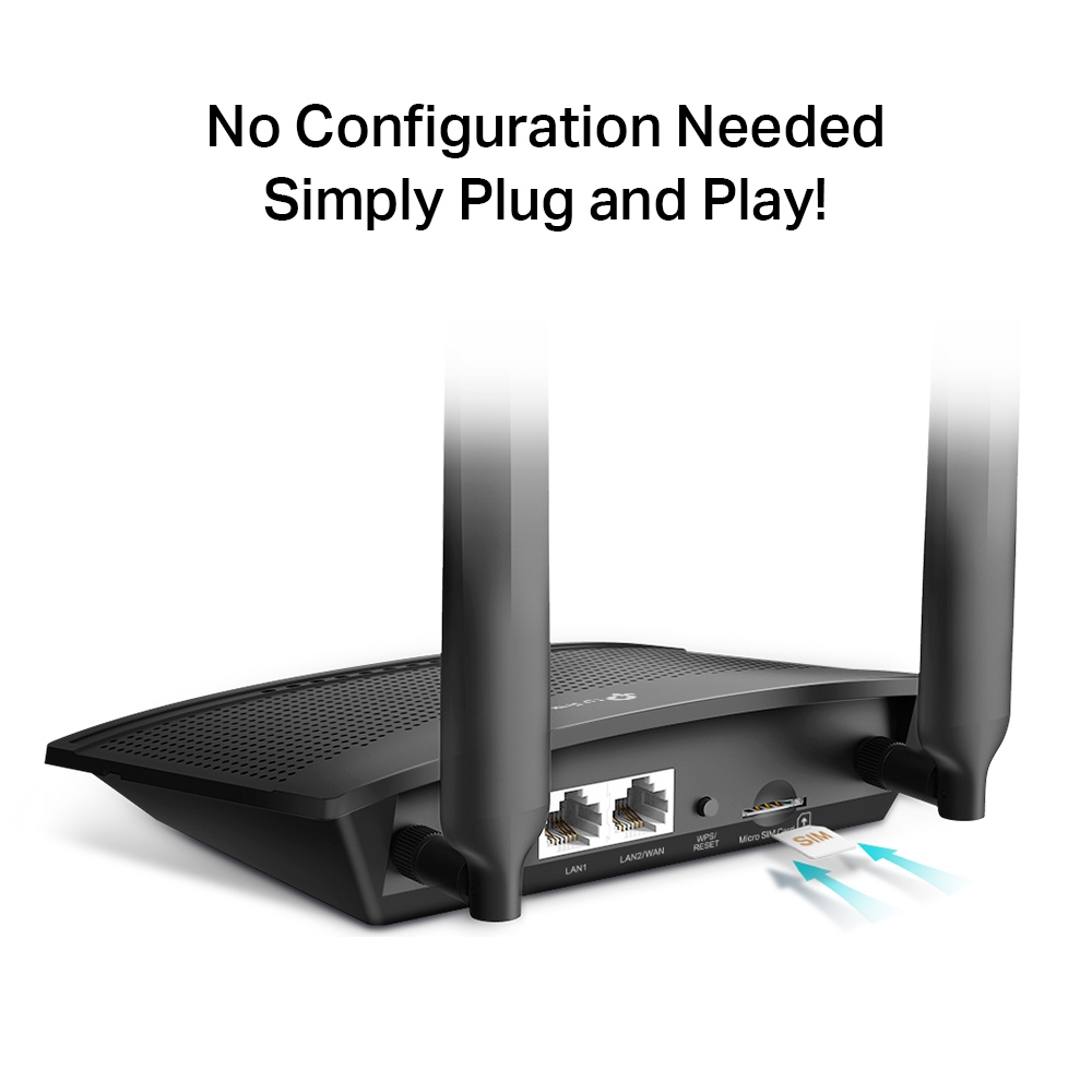 TP LINK เราท์เตอร์ Wi-Fi ใส่ซิม  TL-MR100  4G สีดำ - ภาพที่ 3