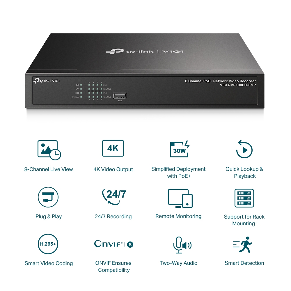 VIGI เครื่องบันทึกวิดิโอ NVR1008H-8MP 8ช่อง - ภาพที่ 2