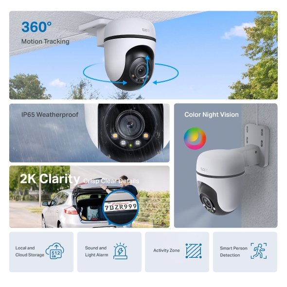 TAPO กล้องวงจรปิด C510W 2K 360องศา (ภายนอก) - ภาพที่ 2