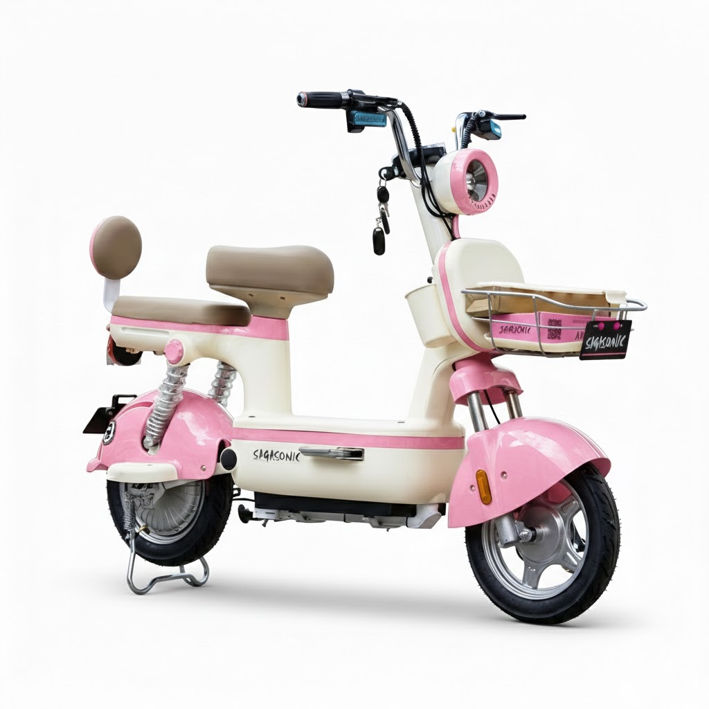 SAGASONIC จักรยานไฟฟ้าสองล้อ ML-818 สีชมพู/ขาว แบรนด์ SAGA - เครื่องใช้ไฟฟ้า ราคา 10,900 บาท
